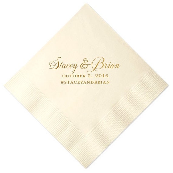 Personalized Custom Wedding Cocktail Napkins Wedding Hashtag Etsy