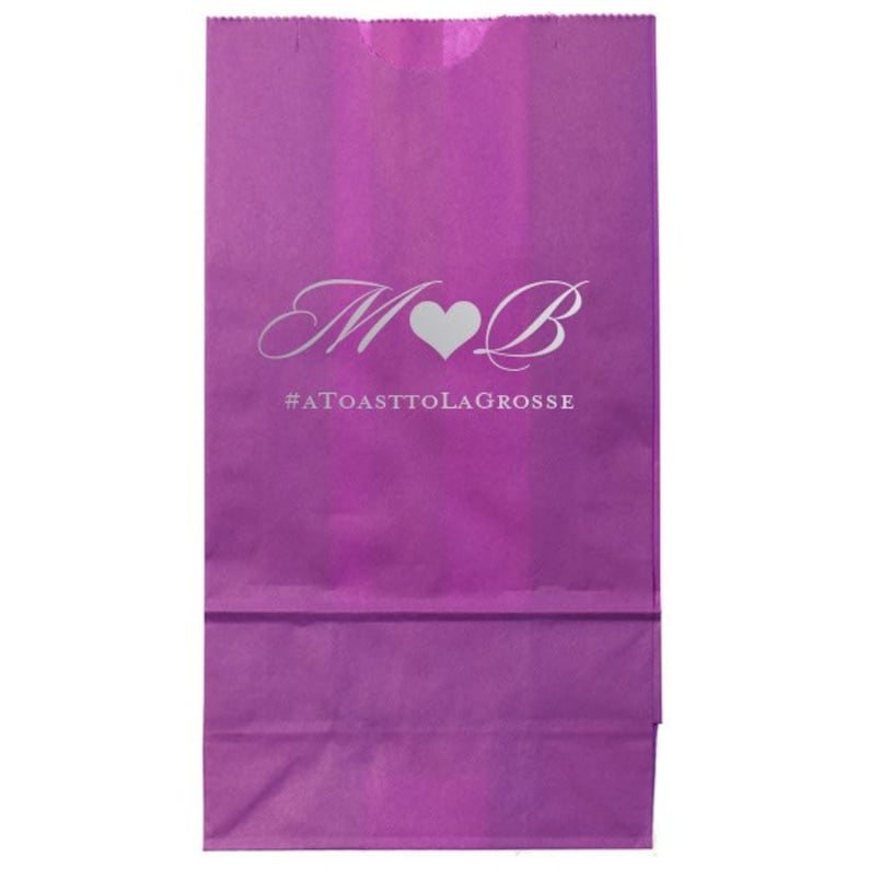 PopcornCandyWedding Favor Bags with Monogram and Wedding Hashtag in Foil Wedding Favors Personalized Custom Wedding and Event Bags