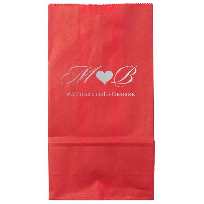 Personalized Custom Wedding and Event Bags PopcornCandyWedding Favor Bags with Monogram and Wedding Hashtag in Foil Wedding Favors