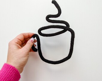 Knitted Wire Mug, Coffee Cup Decor, Coffee Cup, Tea Cup, Coffee Nook Art, Kitchen Nook, Latte, Cappuccino, Iced Coffee