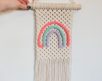 Rainbow Macrame Wall Hanging, Boho Nursery Decor