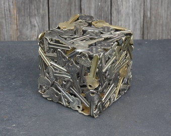 10 cm, 4", Key cube Metal Sculpture Ornament