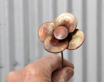 Copper poppy, flowers in keys and coin,  SINGLE stem