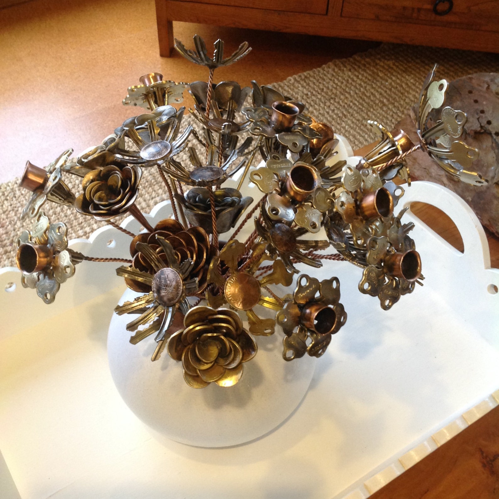 Coin flower flowers in keys and coin copper in stock Etsy