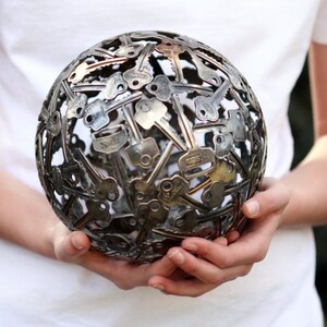 Medium 18 cm key ball, Key sphere, Metal sculpture ornament image 2