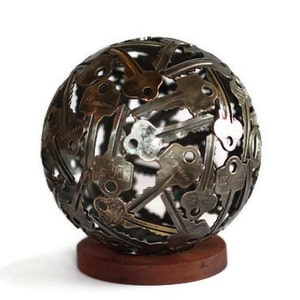 Small 13 cm key ball, Key sphere, Metal sculpture ornament image 2