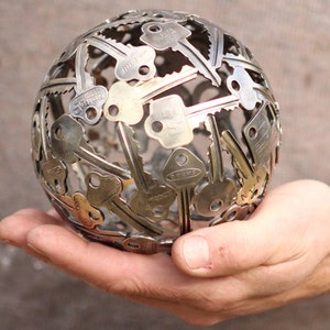 Small 13 cm key ball, Key sphere, Metal sculpture ornament image 1