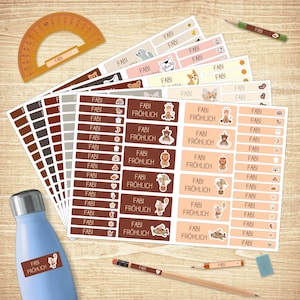 Personalisierte Namensaufkleber Kinder für Schulsachen, Spielzeug Namenssticker Set, Tiere, Hunde, Katzen