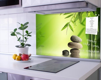 Kuchenruckwand Orchidee Bambus Steine Glas M1087 Wandmotiv24