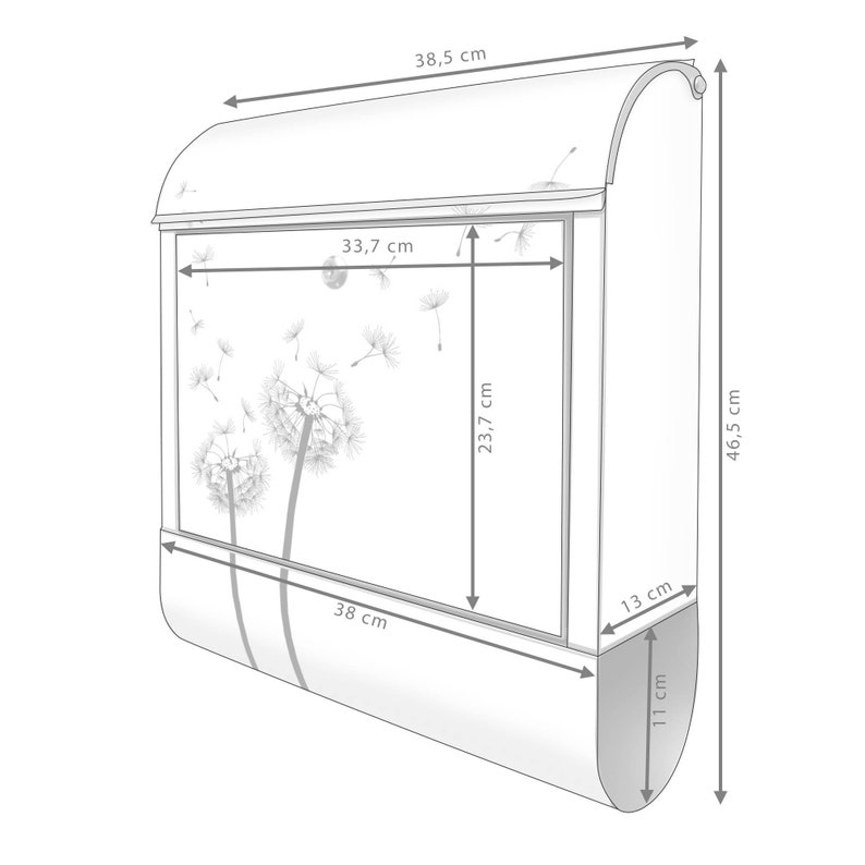 Large mailbox with newspaper compartment banjado PUSTEBLUME2 motif image 8