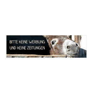 KEINE WERBUNG Aufkleber eckig mit dem Motiv ESEL keine Zeitung