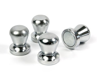 Strong pin magnets in a set of 3 made of silver metal and neodymium