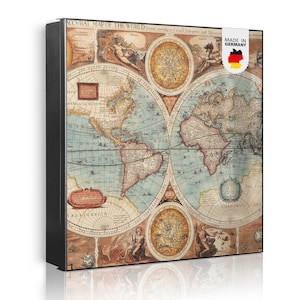 Großer Metall Schlüsselkasten 30x30cm banjado Motiv HISTORISCHE WELTKARTE