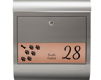 banjado letterbox stainless steel with engraving personalized "PAWS"