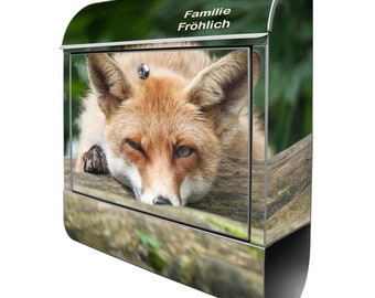 Großer Briefkasten mit Zeitungsfach banjado Motiv FUCHS RELAX