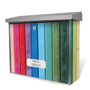Cassetta postale in acciaio inox Burg-Wächter con motivo personalizzato RAINBOW COLORS
