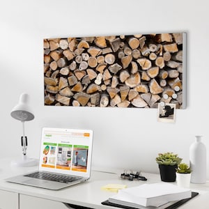 Metal magnet board from banjado with WOOD STACK motif