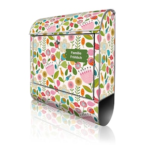 Large letterbox with newspaper compartment banjado motif Pink Cup Light
