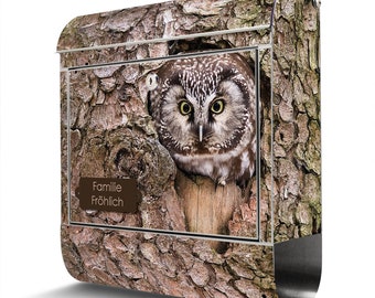 Stainless steel letterbox from banjado with OWL motif