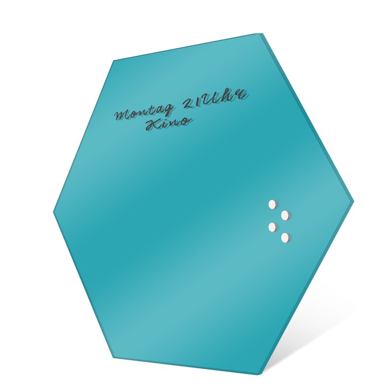 banjado glass magnetic board with 4 magnets in the color TURQUOISE image 5