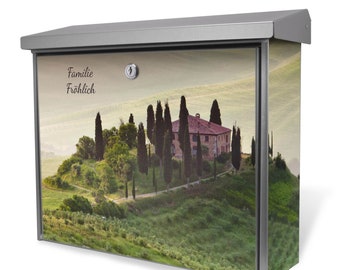 Burg-Wächter stainless steel mailbox with own name motif TOSCANA