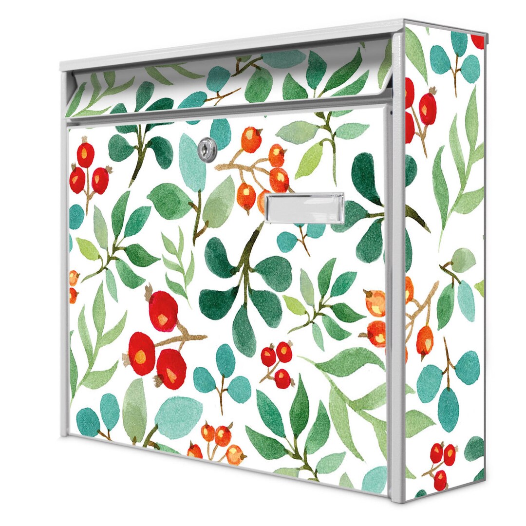 Design Letterbox With Name Tag and Banjado Motif BERRIES AND LEAVES