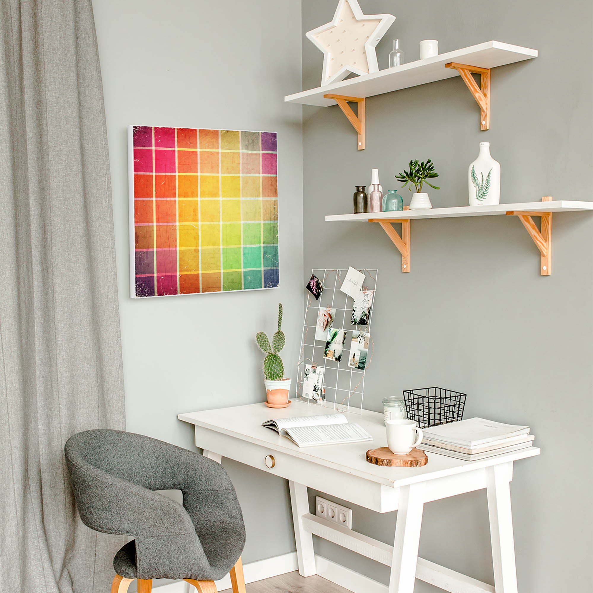 Banjado Glas-Magnettafel 50x50 Cm – Magnetische Pinnwand Mit Motiv Für Küche & Büro, Beschreibbar, Inkl. 4 Magneten