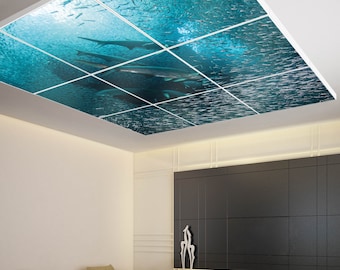 Light ceiling with motif "FISH in the SEA" and Smart Home LED panel