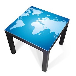 Design-Abdeckung für IKEA LACK Tisch – selbstklebende Möbelfolie oder Glasplatte mit Motiv Weltkarte – Made in Germany