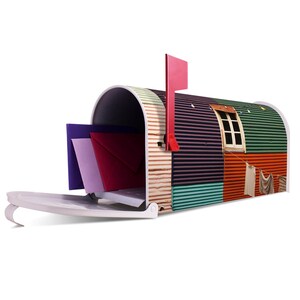 Amerikanischer Briefkasten US Mailbox mit Motiv BUNTES HAUS Bild 4