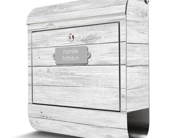 Stainless steel mailbox from banjado with motif WHITE STAINED