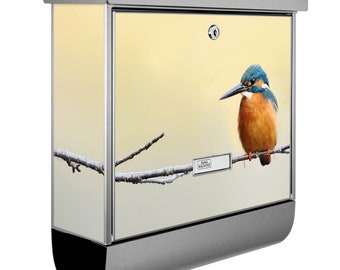 Stainless steel mailbox from Burg-Wächter with newspaper compartment and motif PAUSE