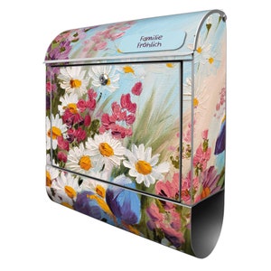 Large letterbox with newspaper compartment banjado motif SUMMER BOUQUET