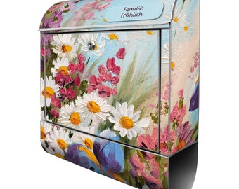 Large letterbox with newspaper compartment banjado motif SUMMER BOUQUET