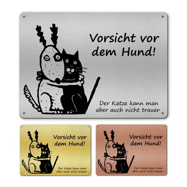 Vorsicht freilaufende Katze Hund Achtung Katzenschild Warnschild Hunde und Katzen