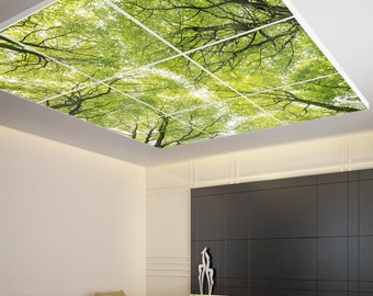 Lichtdecke mit Motiv "ZWISCHEN BÄUMEN" und Smart Home LED Paneel