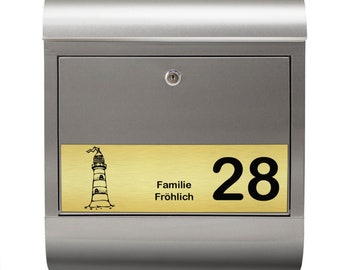 banjado letterbox stainless steel with engraving personalized "LIGHTHOUSE"