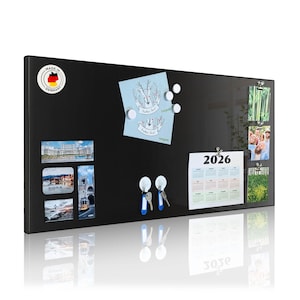 Svart magnettavla 78x37x2cm, anslagstavla/memostavla i metall inklusive 4 magneter och monteringskit, Tillverkad i Tyskland