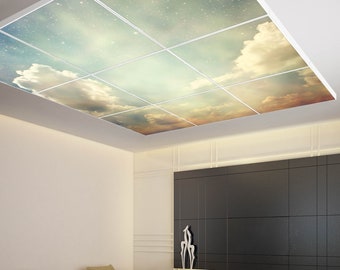 Light ceiling with motif "SKY VINTAGE" and Smart Home LED panel