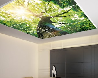Light ceiling with "TREE CROWN" motif and Smart Home LED panel