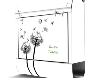 Stainless steel mailbox from banjado with motif DANDELIUM 2