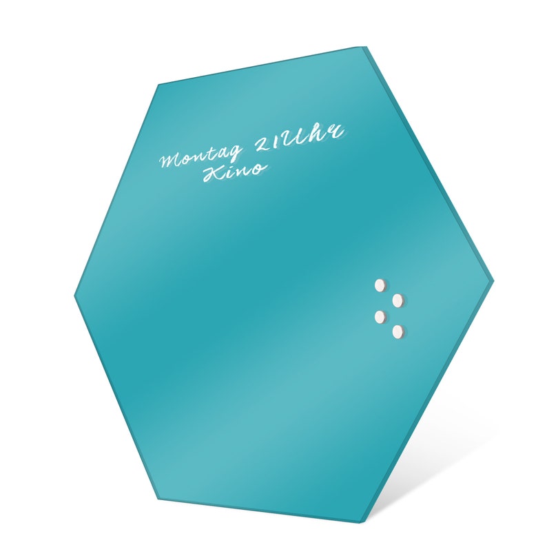 banjado glass magnetic board with 4 magnets in the color TURQUOISE image 4