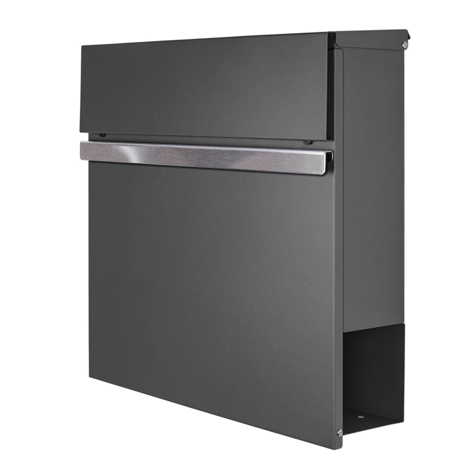 Design letterbox anthracite with newspaper compartment motif Blanco