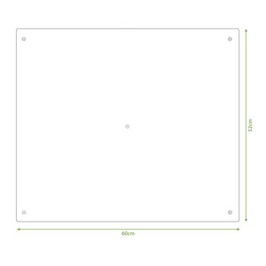 Pode incluir: Um quadro branco retangular branco com quatro orif&iacute;cios de montagem prateados. O quadro branco mede 60 cm por 52 cm.