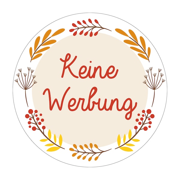 KEINE WERBUNG Aufkleber rund mit dem Motiv HERBSTKRANZ