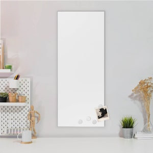 Magnetic board white 75 x 30 cm magnetic board metal memo board pin board incl. 4 magnets & mounting set image 1