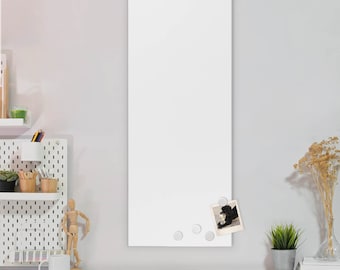 Magnetic board white 75 x 30 cm magnetic board metal memo board pin board incl. 4 magnets & mounting set