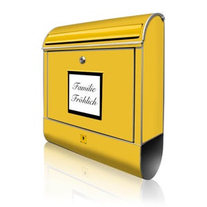 Duża skrzynka na listy z przegródką na gazety z banjado motywem Żółta skrzynka pocztowa