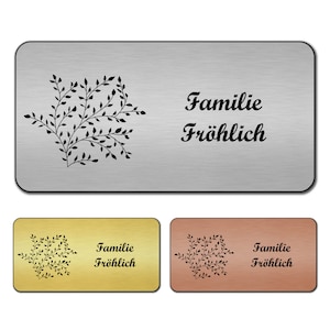 Plaque de sonnette personnalisée comme plaque de porte, plaque de boîte aux lettres, plaque signalétique avec gravure, autocollante