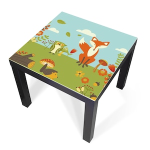 Design-Abdeckung für IKEA LACK Tisch – selbstklebende Möbelfolie oder Glasplatte mit Motiv Herr Fuchs – Made in Germany
